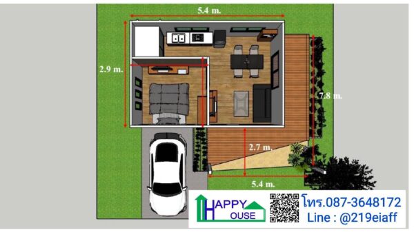 บ้านสำเร็จรูป MD-01 ขนาด 1 ห้องนอน 1 ห้องนั่งเล่น 1 ห้องน้ำ - Image 2