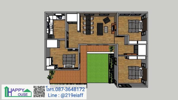 บ้านสำเร็จรูป MD-05  ขนาด 3 ห้องนอน 1 ห้องนั่งเล่น 2 ห้องน้ำ - Image 12