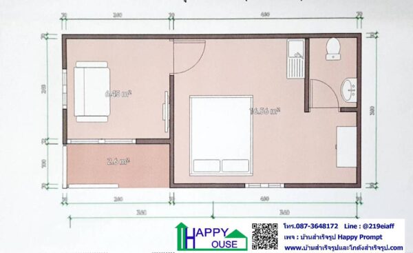 ผลงานบ้านสำเร็จรูป MK-24   1ห้องนอน 1ห้องนั่งเล่น 1ห้องน้ำ - Image 6
