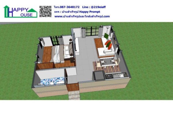 บ้านสำเร็จรูป MD-09  ขนาด 1 ห้องนอน  1 ห้องน้ำ  1 ห้องเอนกประสงค์ - Image 2