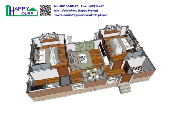 บ้านสำเร็จรูป MD-10  ขนาด 2ห้องนอน  1ห้องน้ำ  1ห้องครัว  1ห้องนั่งเล่น - Image 2