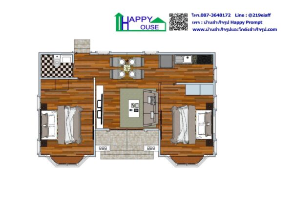 บ้านสำเร็จรูป MD-10  ขนาด 2ห้องนอน  1ห้องน้ำ  1ห้องครัว  1ห้องนั่งเล่น - Image 3