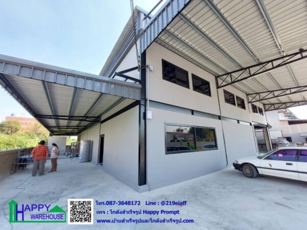 โกดังสำเร็จรูป HW-HC 18x24x7 เมตร  พร้อมออฟฟิศชั้นลอย ขนาด 6x12 เมตร - Image 2