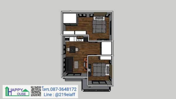 บ้านสำเร็จรูป MD-03 ขนาด 2 ห้องนอน 1 ห้องนั่งเล่น 1 ห้องน้ำ - Image 8