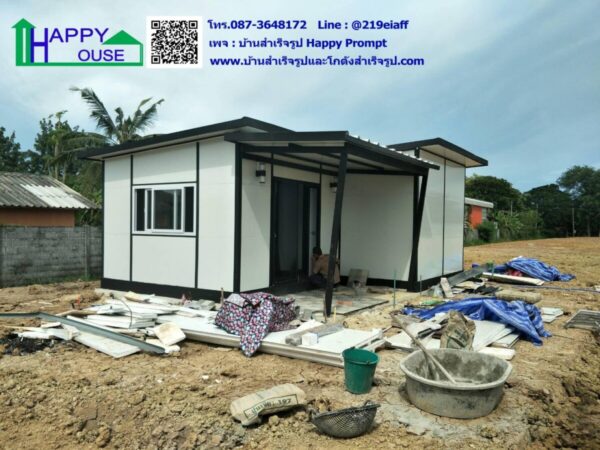 บ้านสำเร็จรูป MK-25 ขนาด 3.64x7.28x2.87 เมตร 1ห้องนอน  1ห้องโถง 1ห้องน้ำ พร้อมชายคายื่นหน้า-หลัง - Image 7