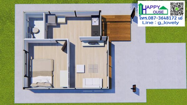แบบบ้านโมเดิร์นลายไม้สไตล์รีสอร์ท 1 ห้องนอน - Image 5