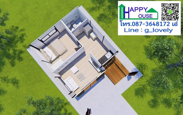 แบบบ้านโมเดิร์นลายไม้สไตล์รีสอร์ท 1 ห้องนอน - Image 6
