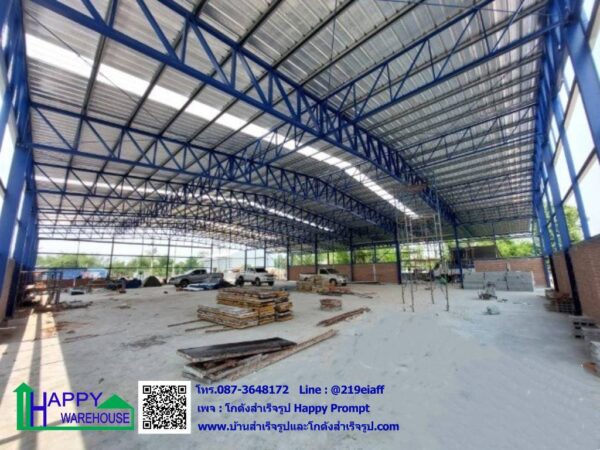 คลังสินค้า โกดังเก็บของ HW-HC 24x35x6 ม. พร้อมกันสาดขนาดใหญ่ เพื่อให้รถจอดลงของได้แม้ขณะฝนตก อีกทั้งยังทำให้อาคารดูโปร่ง โล่ง สบาย - Image 13