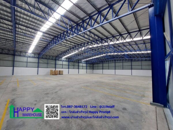 คลังสินค้า โกดังเก็บของ HW-HC 24x35x6 ม. พร้อมกันสาดขนาดใหญ่ เพื่อให้รถจอดลงของได้แม้ขณะฝนตก อีกทั้งยังทำให้อาคารดูโปร่ง โล่ง สบาย - Image 9