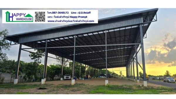 ผลงานติดตั้งโครงสร้างโรงจอดรถ HW-HC ขนาด 20x80x9.2/7.2 ม. - Image 8